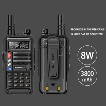 2020 BAOFENG UV-S9 8W Silný VHF/UHF136-174Mhz & 400-520Mhz Dual Band 10 KM Dlhý Rad Zahustiť batérie Walkie Talkie CB Rádio