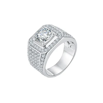 5CT Moissanite Pevné Mincový Striebro Mužov Krúžok Diamond Koktail Pečať Luxusné Svadobné Zásnubné Prstene pre Páry