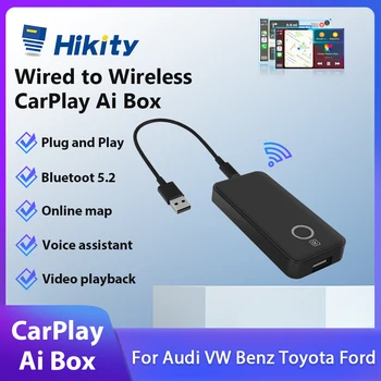 Hikity Káblové CarPlay Na Bezdrôtové Apple CarPlay Ai Políčko Bluetooth, Hlasové USB Typ-C Dongle Pre Audi VW Benz Toyota, Ford a Chevrolet